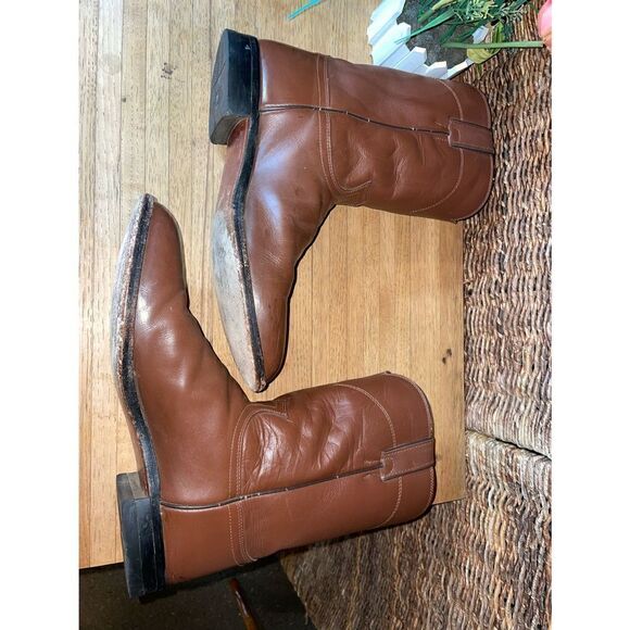 Roper Boots By Justin Classic Tan  Rancher/Cowboy Boot Size 11.5-RARE - Picture 15 of 16